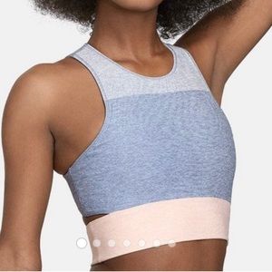 Outdoor Voices Tri-tone Color Block Slashback Crop Top